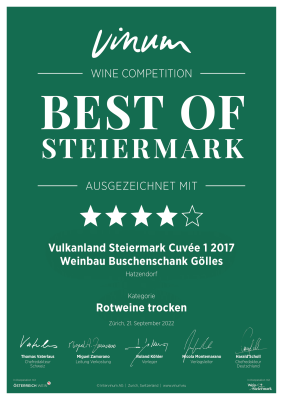Urkunde Best of Steiermark Cuvée 1