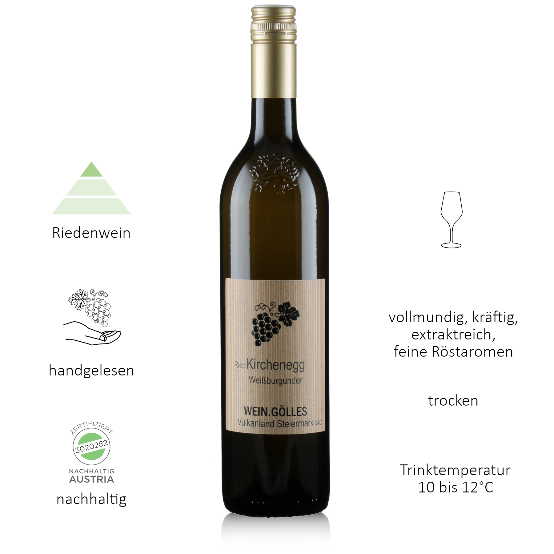 Ried Kirchenegg Weissburgunder Vulkanland Steiermark DAC 2022 – Bild 2